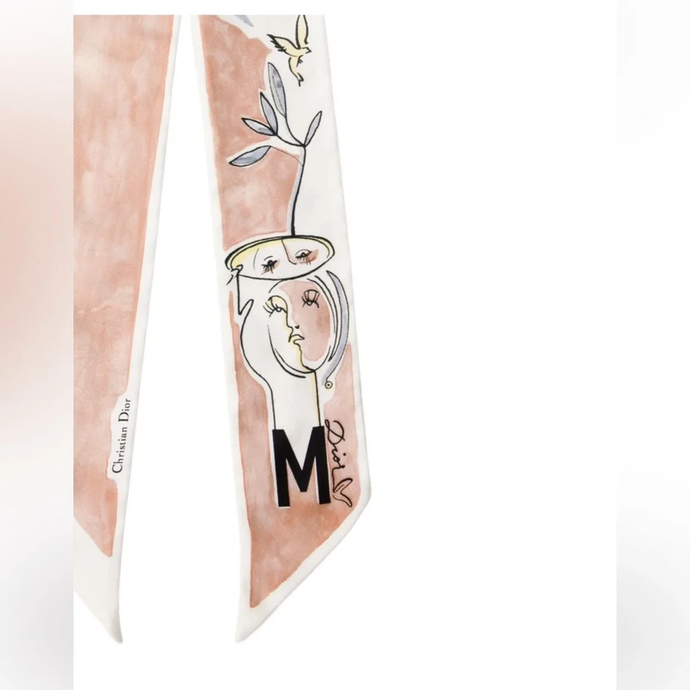 Dior Multicolor Silk ABCDIOR “M” Twilly Scarf